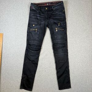 Robin's Red Label men’s Size 33 moto Black Distressed Skinny Ankle Pants Jeans